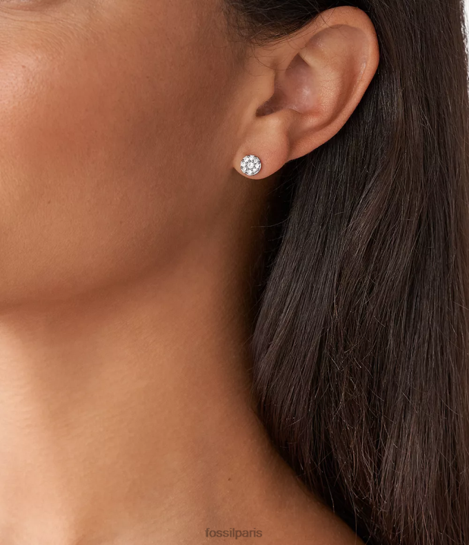 Fossil femmes argenté boucle d'oreille en acier inoxydable disque Sutton bijoux 0ZTD41038