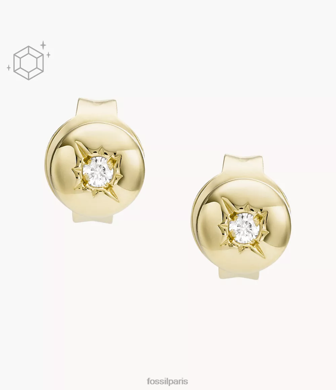 Fossil femmes argent boucle d'oreille légère en plaqué sterling 18 carats avec diamant cultivé en laboratoire bijoux 0ZTD41253