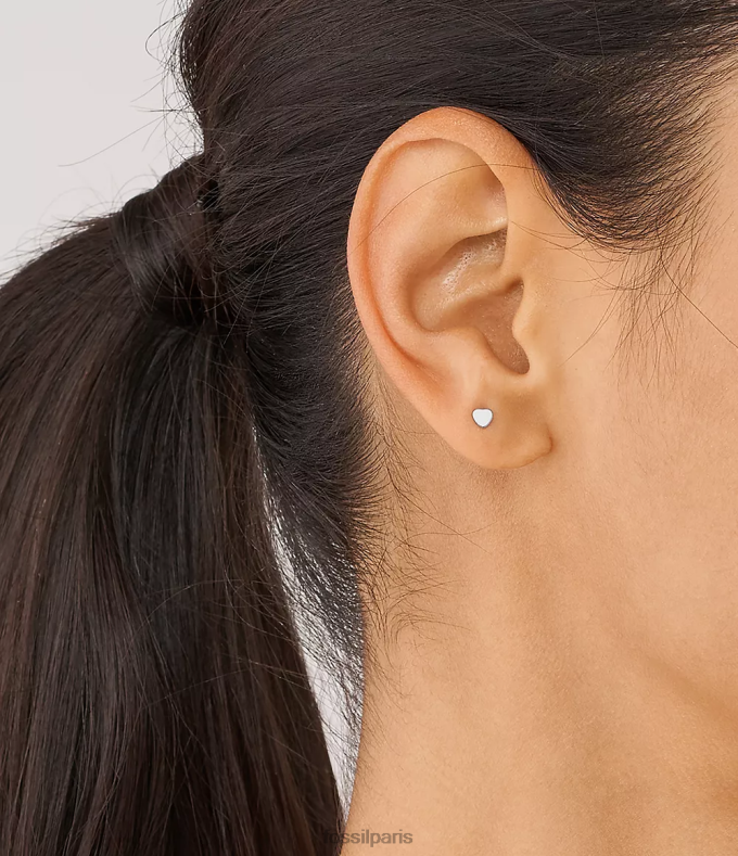 Fossil femmes argenté boucles d'oreilles coeurs en acier inoxydable bijoux 0ZTD41069