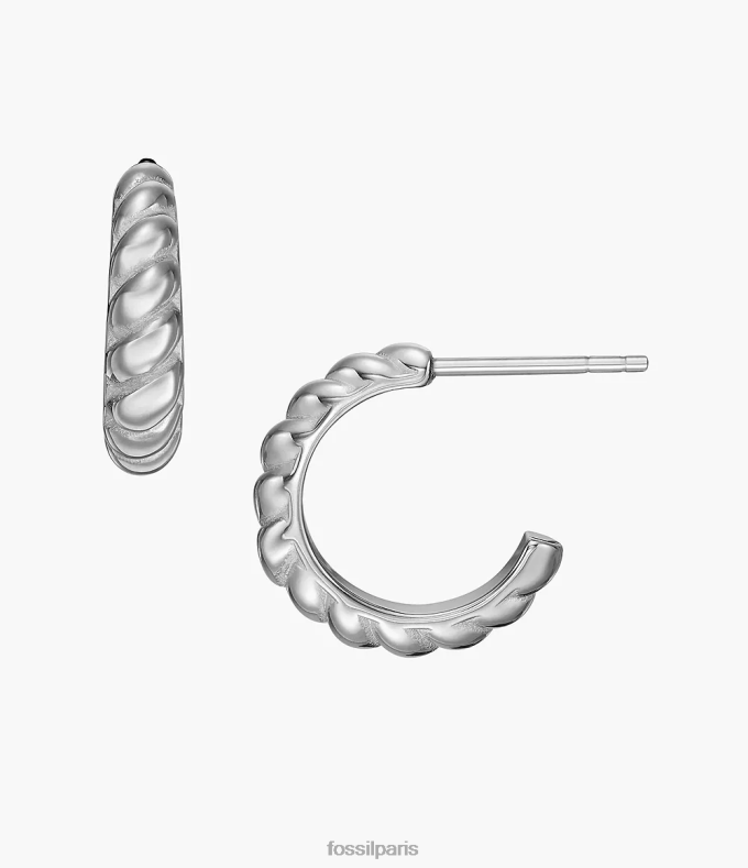 Fossil femmes argenté boucles d'oreilles créoles en acier inoxydable twists vintage bijoux 0ZTD41074