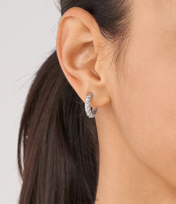 Fossil femmes argenté boucles d'oreilles créoles en acier inoxydable twists vintage bijoux 0ZTD41074