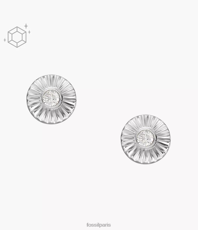 Fossil femmes argent boucles d'oreilles en forme de cercle à texture sterling bijoux 0ZTD41055