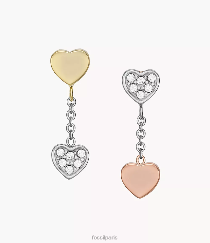 Fossil femmes deux tons Sadie Galentine - Boucles d'oreilles pendantes en acier inoxydable tricolore bijoux 0ZTD41089