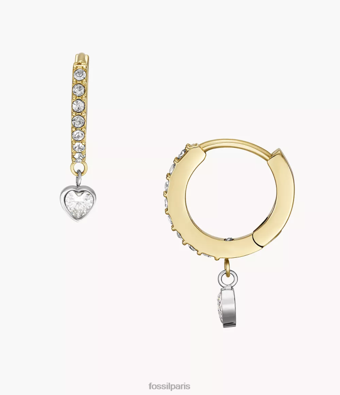 Fossil femmes deux tons boucles d'oreilles créoles en acier inoxydable Sadie jetons d'affection bijoux 0ZTD41076