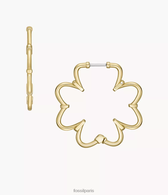 Fossil femmes doré boucles d'oreilles créoles soleil en acier inoxydable bijoux 0ZTD41053