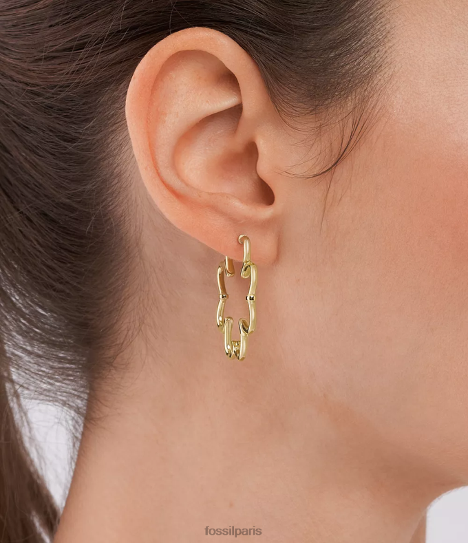 Fossil femmes doré boucles d'oreilles créoles soleil en acier inoxydable bijoux 0ZTD41053
