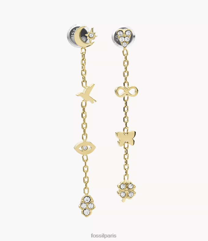 Fossil femmes doré boucles d'oreilles pendantes en acier inoxydable icônes Sutton bijoux 0ZTD41304