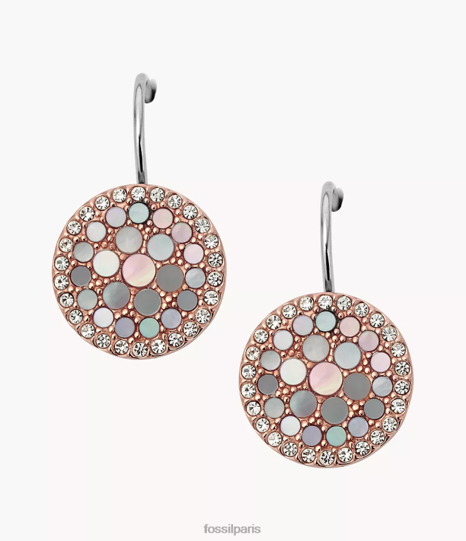 Fossil femmes nacre boucles d'oreilles pendantes à disque en mosaïque val bijoux 0ZTD41046