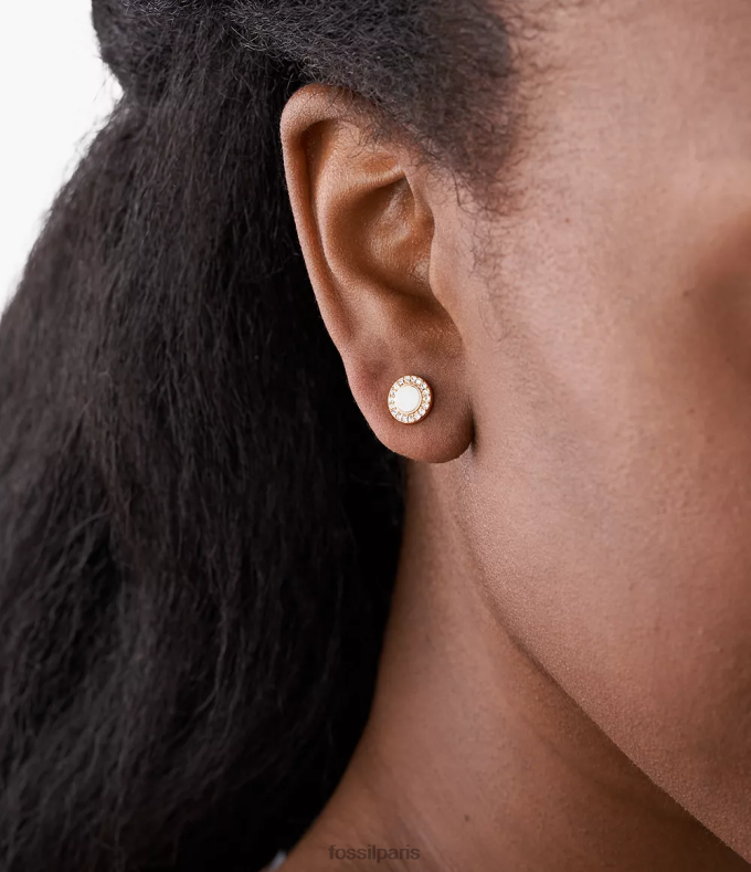 Fossil femmes or rose/blanc goujons scintillants en pierre val bijoux 0ZTD41077