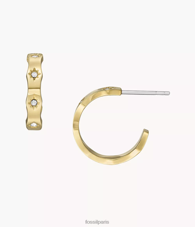 Fossil femmes ton d'or Créoles en acier inoxydable à bord festonné Sadie bijoux 0ZTD41083