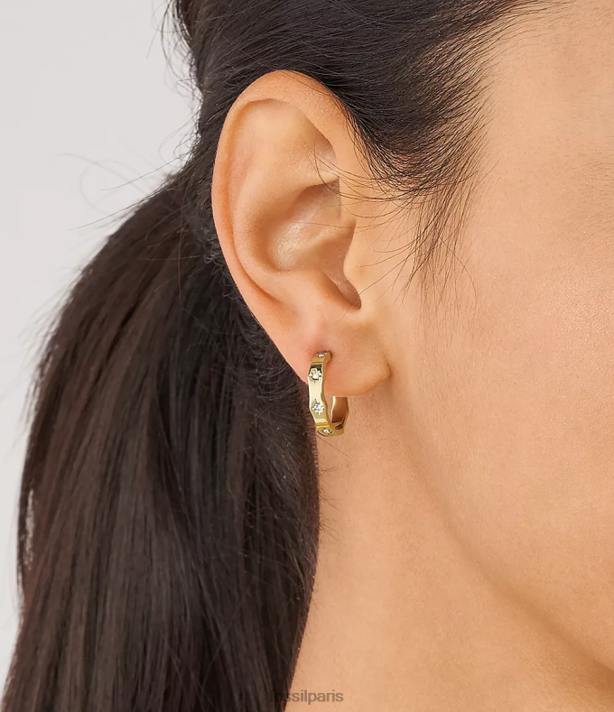 Fossil femmes ton d'or Créoles en acier inoxydable à bord festonné Sadie bijoux 0ZTD41083