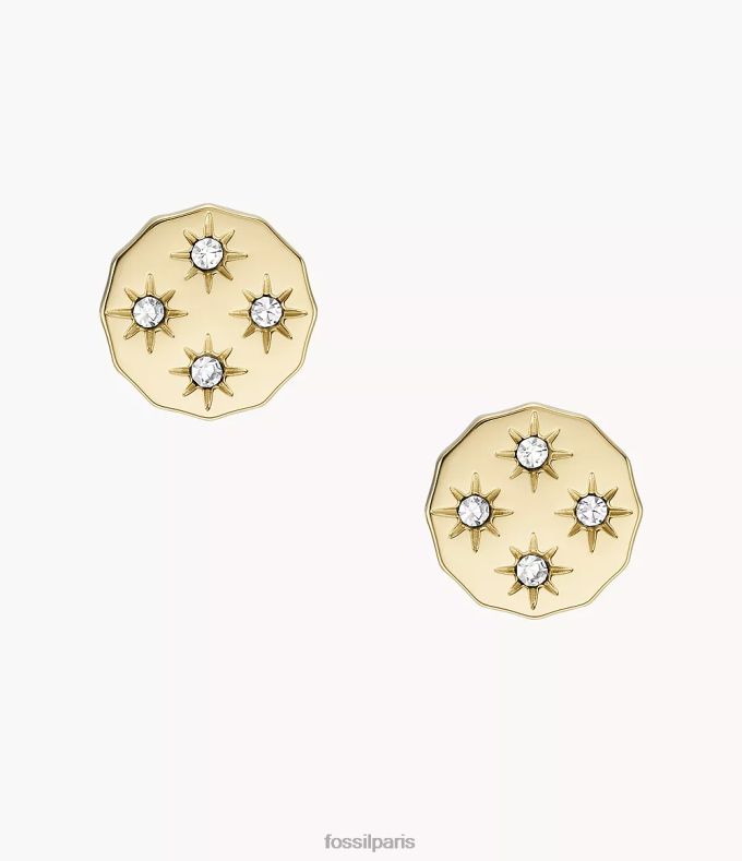 Fossil femmes ton d'or Puces d'oreilles en acier inoxydable à bords festonnés Sadie bijoux 0ZTD41061