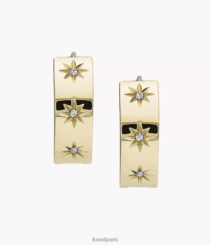 Fossil femmes ton d'or boucle d'oreille créole en acier inoxydable brillant Sutton bijoux 0ZTD41051