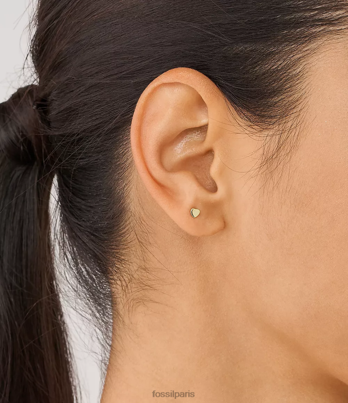 Fossil femmes ton d'or boucles d'oreilles coeurs en acier inoxydable bijoux 0ZTD41065
