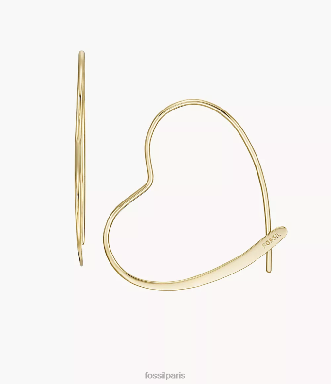 Fossil femmes ton d'or boucles d'oreilles créoles murmurées en laiton toutes empilées bijoux 0ZTD41036