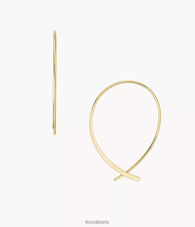Fossil femmes ton d'or boucles d'oreilles créoles murmurées en laiton toutes empilées bijoux 0ZTD41039
