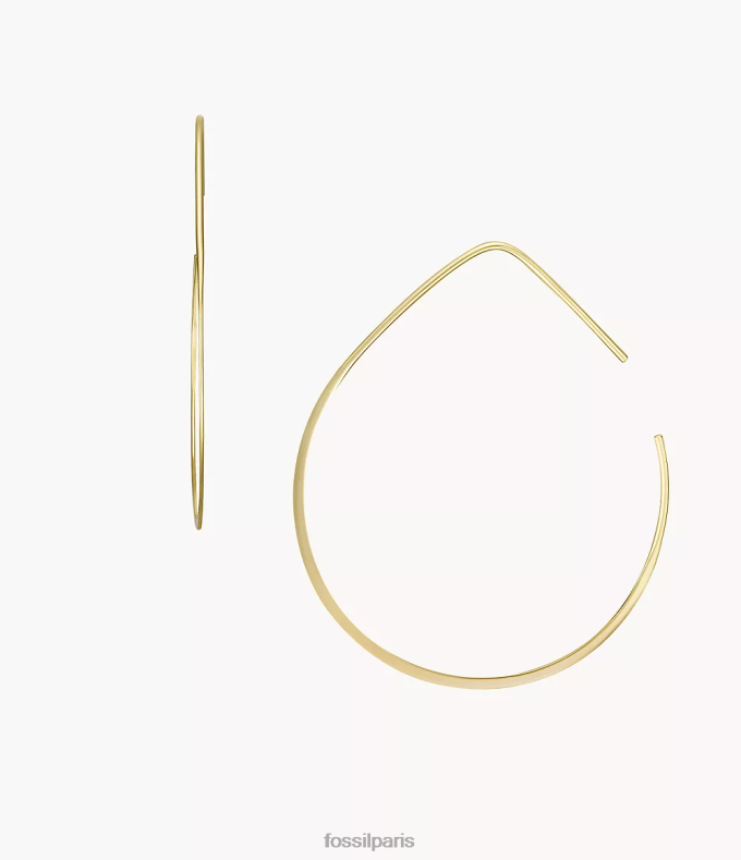 Fossil femmes ton d'or boucles d'oreilles créoles murmurées en laiton toutes empilées bijoux 0ZTD41066