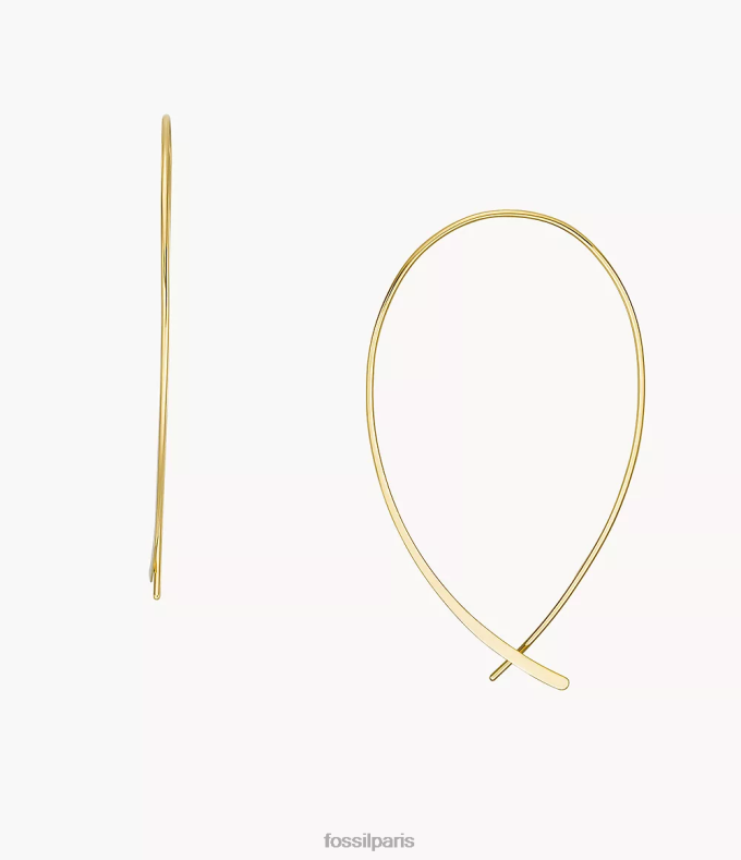 Fossil femmes ton d'or boucles d'oreilles créoles murmurées en laiton toutes empilées bijoux 0ZTD41080