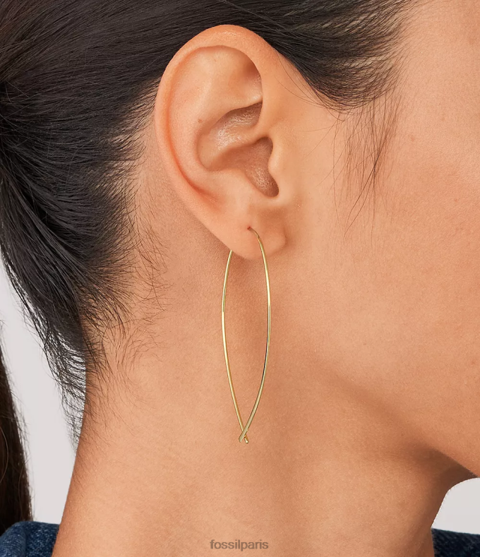 Fossil femmes ton d'or boucles d'oreilles créoles murmurées en laiton toutes empilées bijoux 0ZTD41080