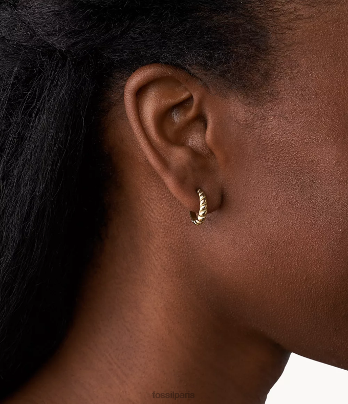 Fossil femmes ton d'or boucles d'oreilles créoles sadie vintage twists en acier inoxydable bijoux 0ZTD41060