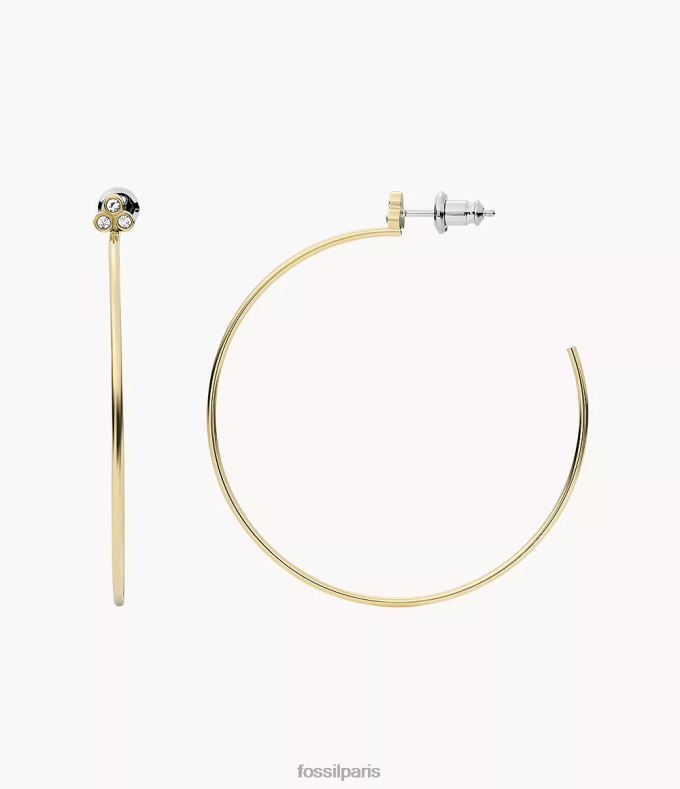 Fossil femmes ton d'or créoles sadie trio à paillettes en acier inoxydable bijoux 0ZTD41058