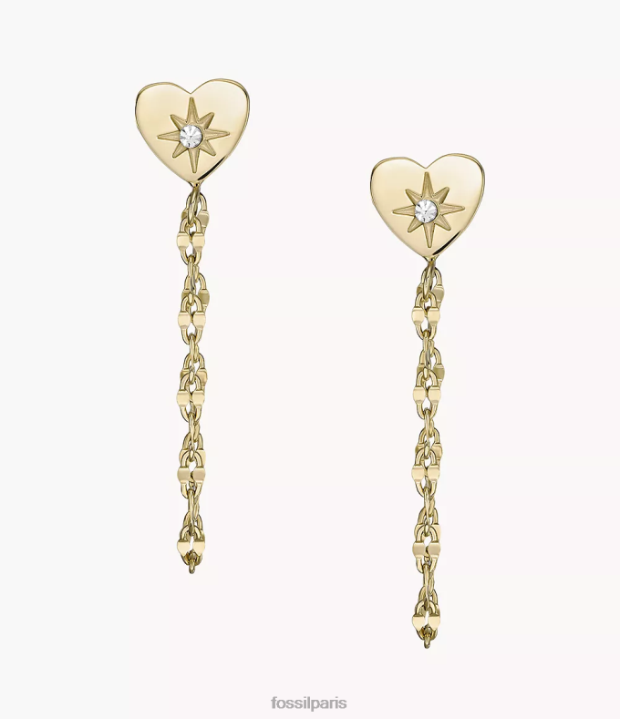 Fossil femmes ton d'or toutes les boucles d’oreilles empilées d’avant en arrière en acier inoxydable bijoux 0ZTD41068