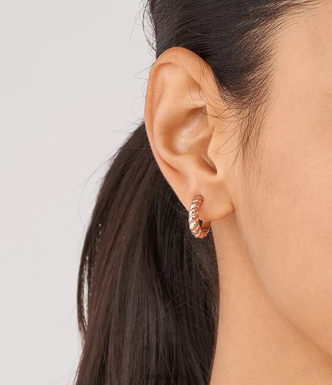 Fossil femmes ton doré rose boucles d'oreilles créoles en acier inoxydable twists vintage bijoux 0ZTD41081