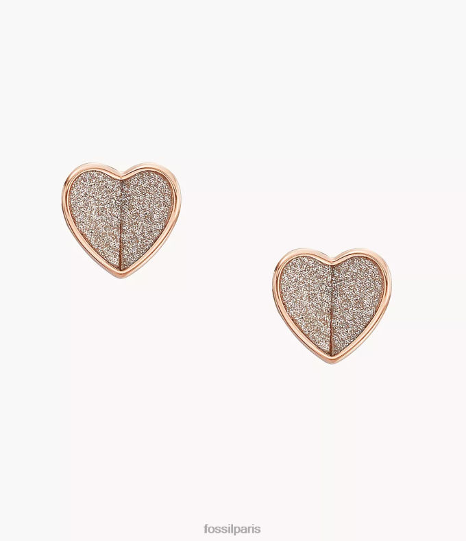 Fossil femmes ton doré rose boucles d'oreilles à tige en acier inoxydable Sadie Flutter Hearts bijoux 0ZTD41062