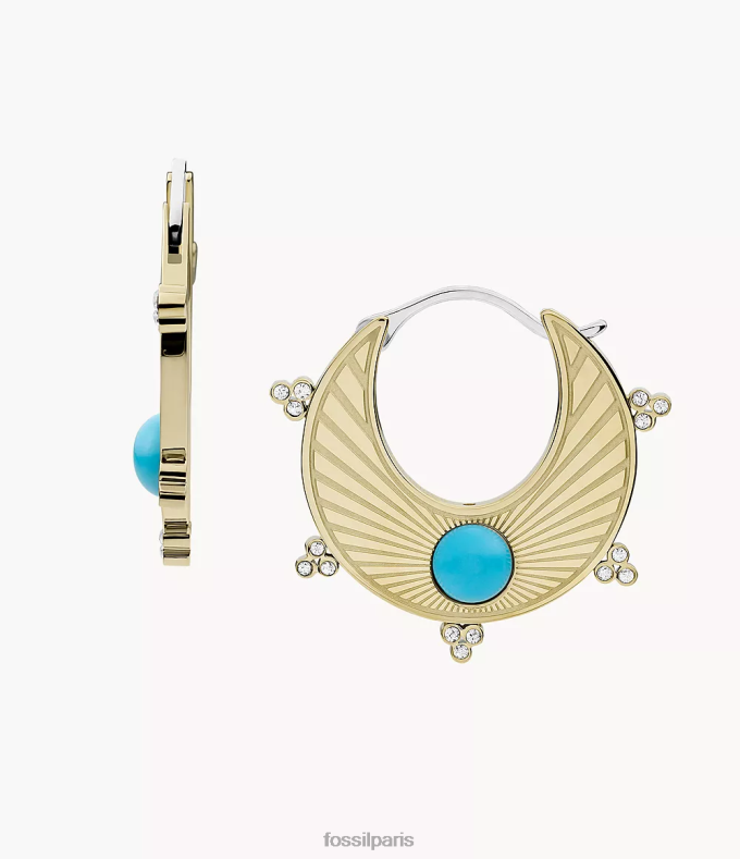 Fossil femmes turquoise boucles d'oreilles créoles soleil du Texas bijoux 0ZTD41205