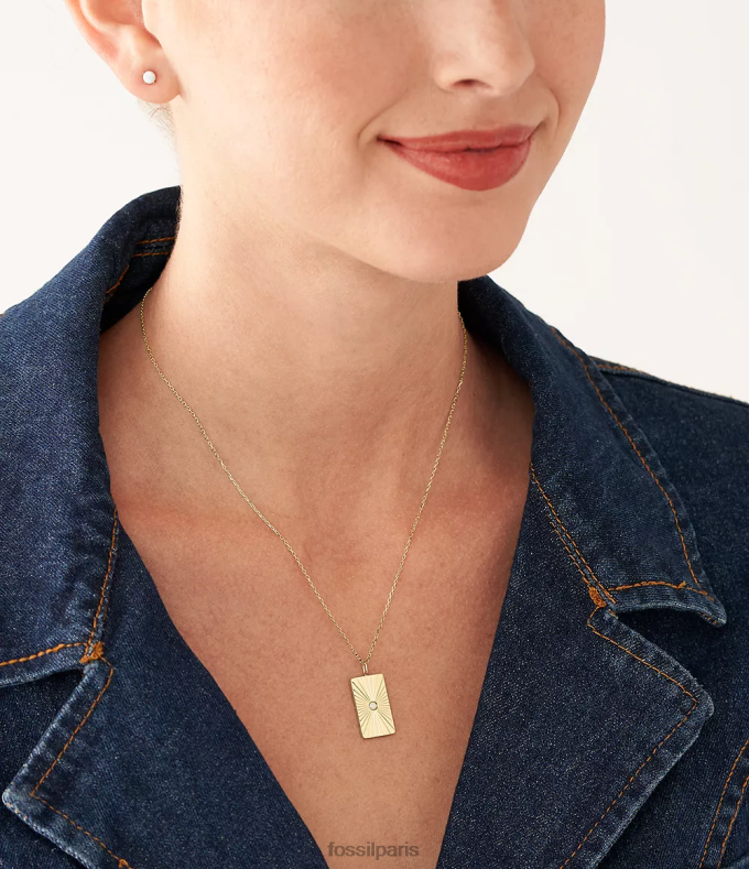 Fossil femmes ton d'or ensemble collier et boucles d'oreilles en opale synthétique d'opales célestes bijoux 0ZTD41218