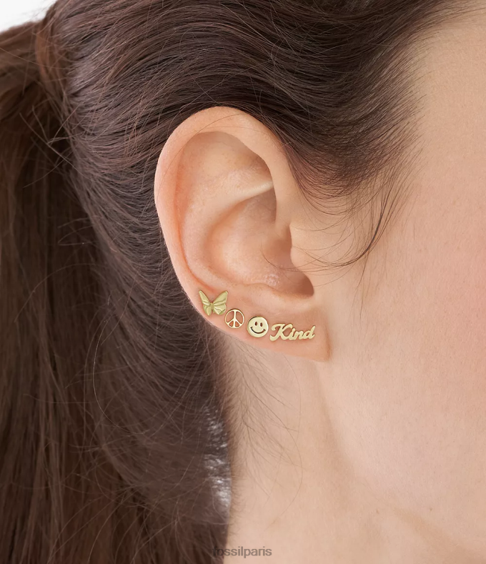 Fossil femmes ton d'or ensemble de boucles d'oreilles à tige en acier inoxydable la la land bijoux 0ZTD41047