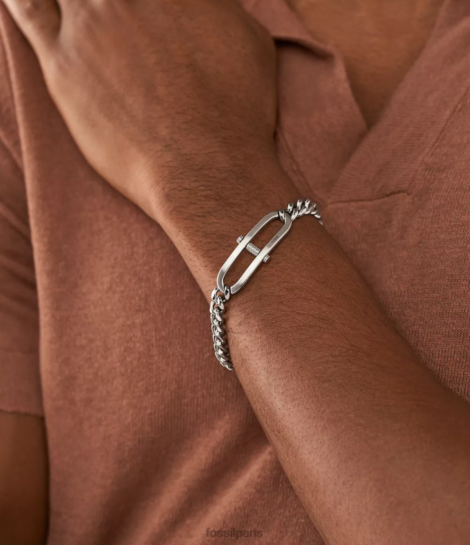 Fossil Hommes argenté bracelet chaîne en acier inoxydable Heritage D-Link bijoux 0ZTD41875