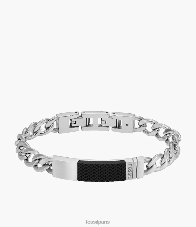 Fossil Hommes argenté bracelet chaîne en acier inoxydable à plaque texturée bijoux 0ZTD41864