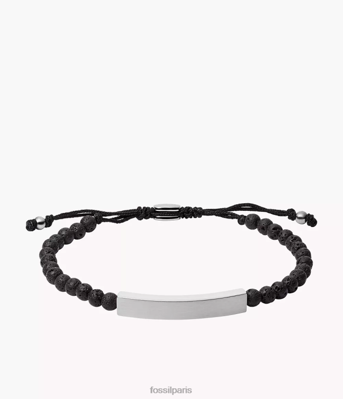 Fossil Hommes argenté bracelet plaque pierre de lave bijoux 0ZTD41848