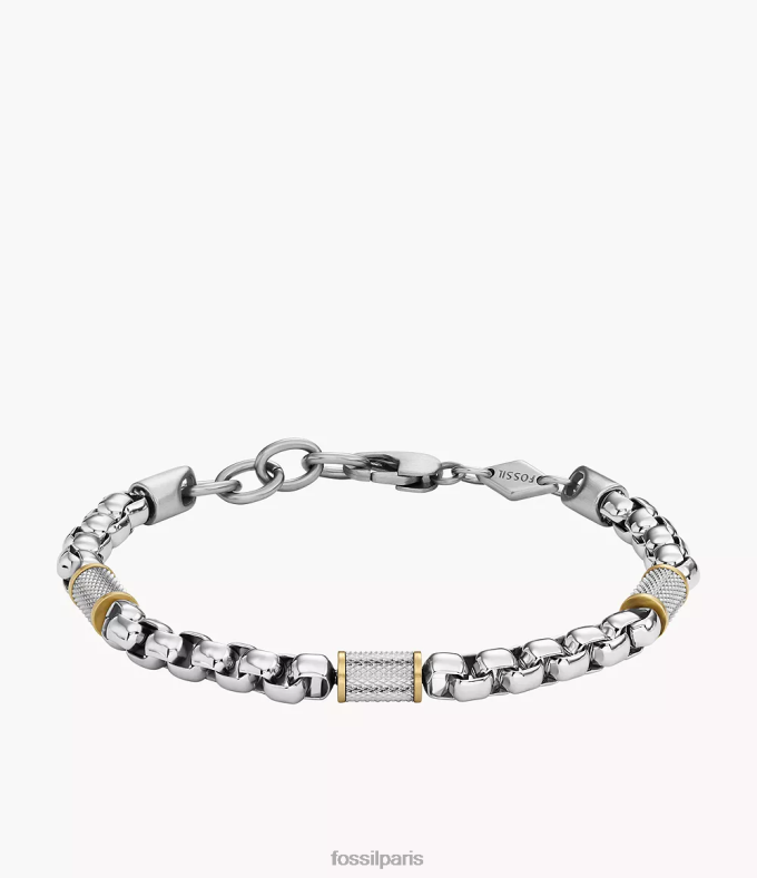 Fossil Hommes bicolore argent et or bracelet chaîne en acier inoxydable tout empilé bijoux 0ZTD41863
