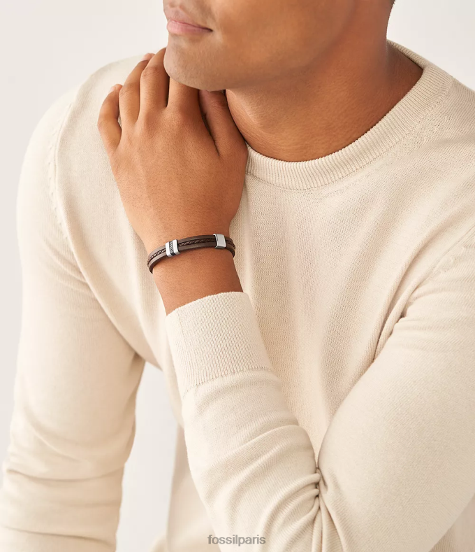 Fossil Hommes brun bracelet en cuir essentiel en cuir bijoux 0ZTD41880
