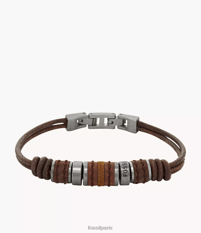 Fossil Hommes brun bracelet en cuir rondell bijoux 0ZTD41892