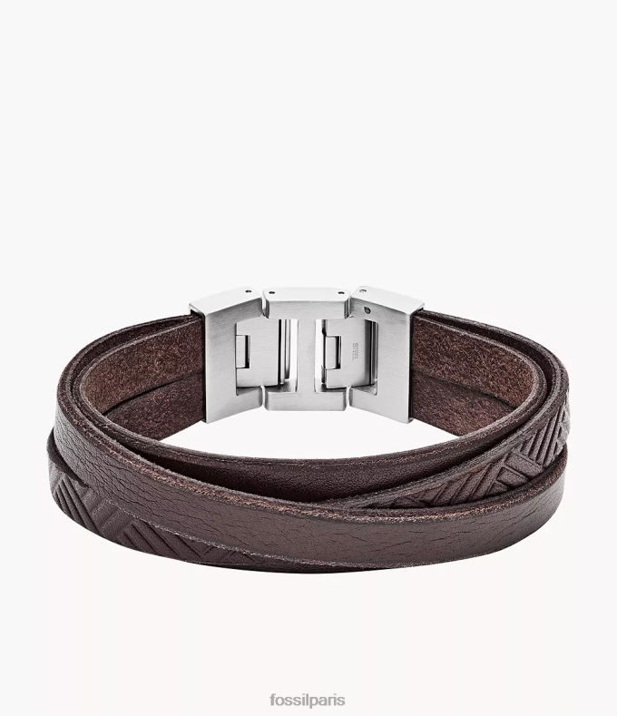 Fossil Hommes brun bracelet en cuir texturé bijoux 0ZTD41876