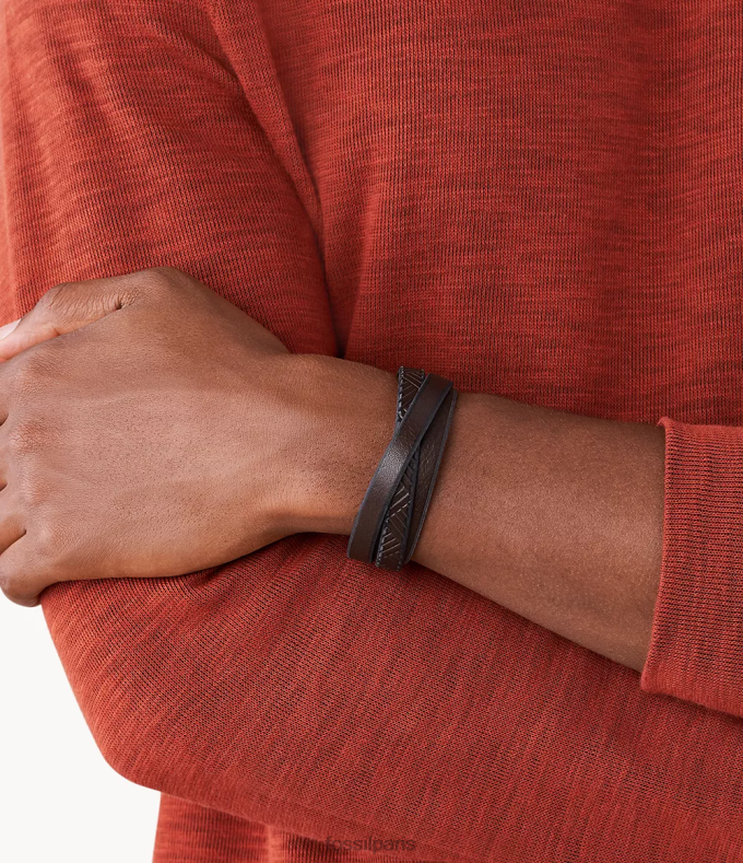 Fossil Hommes brun bracelet en cuir texturé bijoux 0ZTD41876