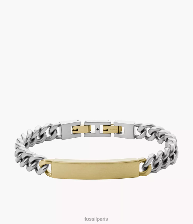 Fossil Hommes deux tons bracelet d'identification en acier inoxydable Core Essentials bijoux 0ZTD41871
