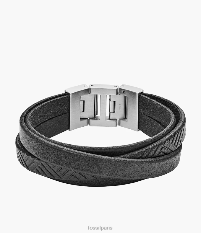 Fossil Hommes noir bracelet en cuir bijoux 0ZTD41861