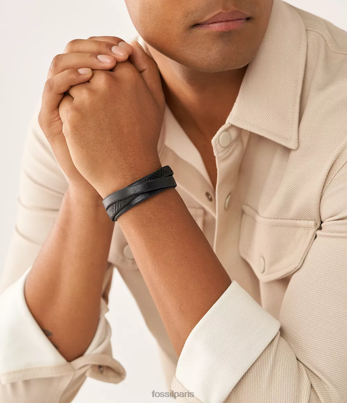 Fossil Hommes noir bracelet en cuir bijoux 0ZTD41861
