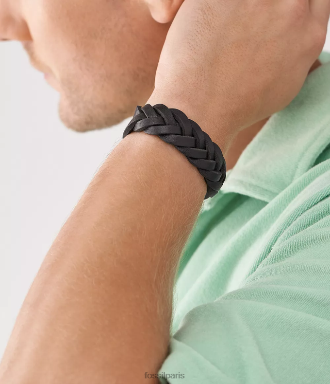 Fossil Hommes noir bracelet en cuir essentiel en cuir bijoux 0ZTD41894