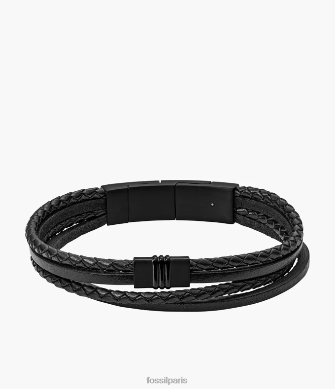 Fossil Hommes noir bracelet en cuir multirangs bijoux 0ZTD41887