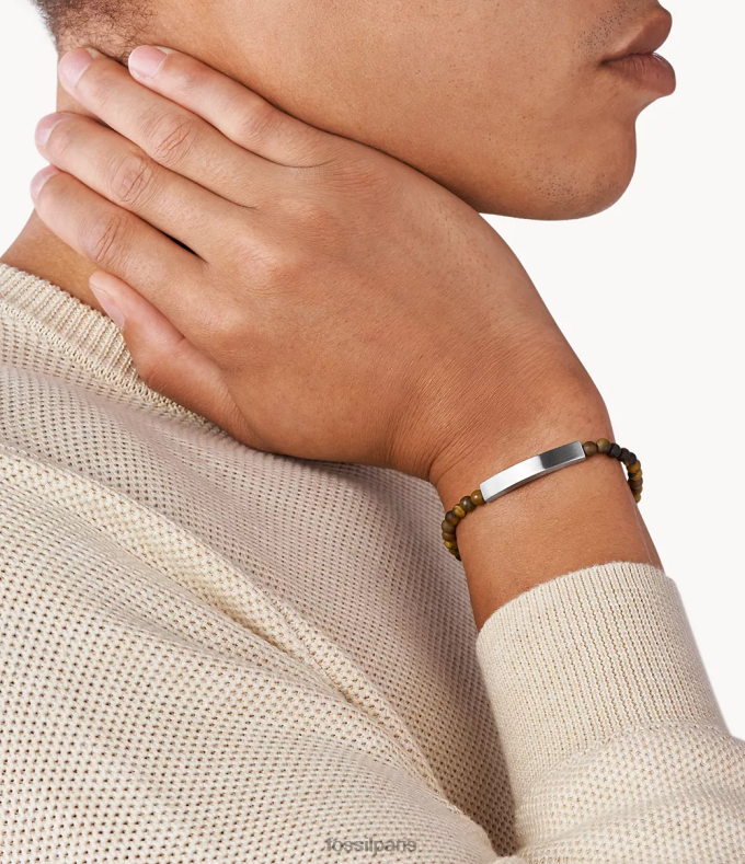 Fossil Hommes oeil de tigre bracelet perlé bijoux 0ZTD41854