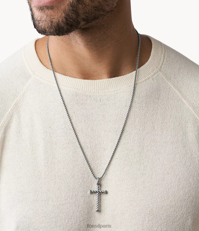 Fossil Hommes argenté collier avec pendentif croix en acier inoxydable, moments significatifs bijoux 0ZTD41905