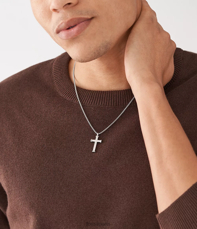 Fossil Hommes argenté collier pendentif en acier inoxydable moments significatifs bijoux 0ZTD41920