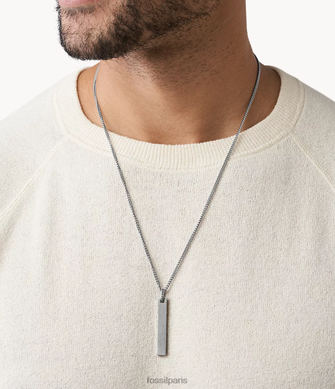 Fossil Hommes argenté collier pendentif vintage décontracté en acier inoxydable bijoux 0ZTD41901