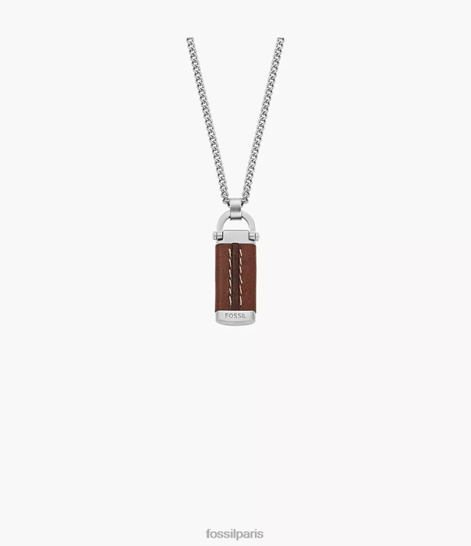 Fossil Hommes brun moyen collier à pendentif en acier inoxydable Heritage D-Link bijoux 0ZTD41921