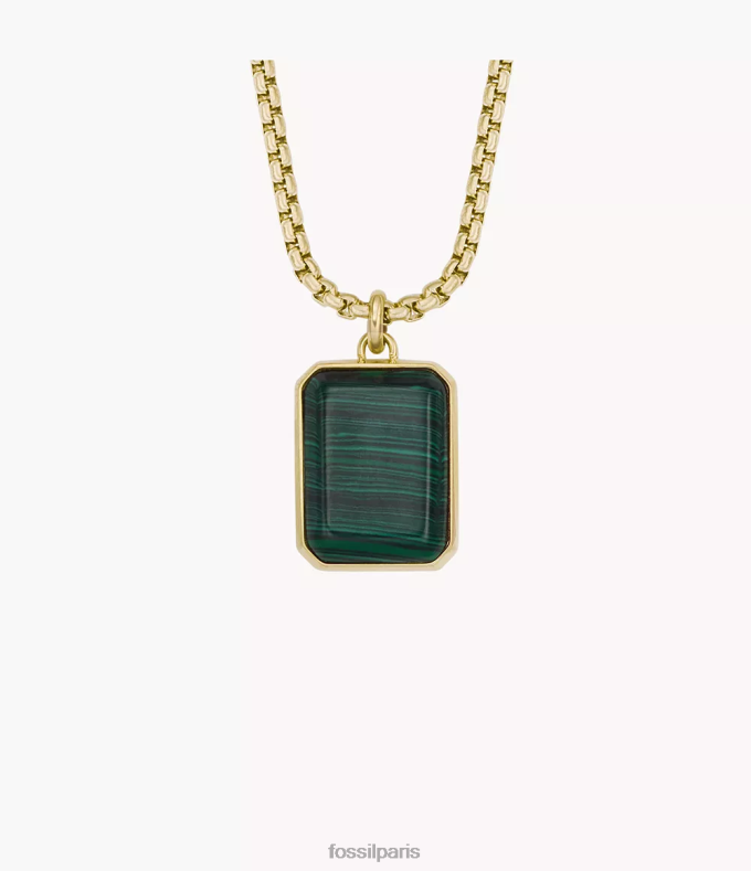 Fossil Hommes malachite verte reconstituée collier d'étiquettes de chien tous empilés bijoux 0ZTD41904